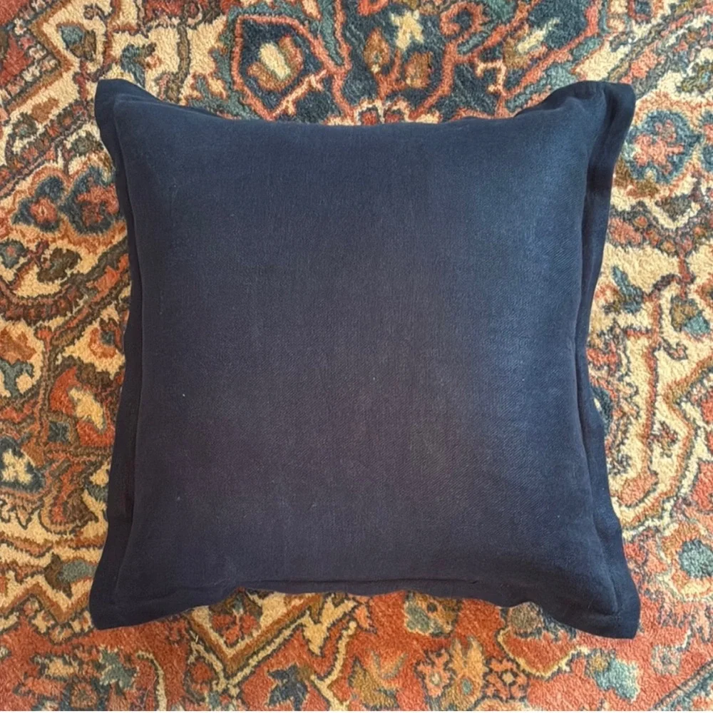 Pottery Barn Tonal Linen 20x20inch Blue Flange Pillow Cover